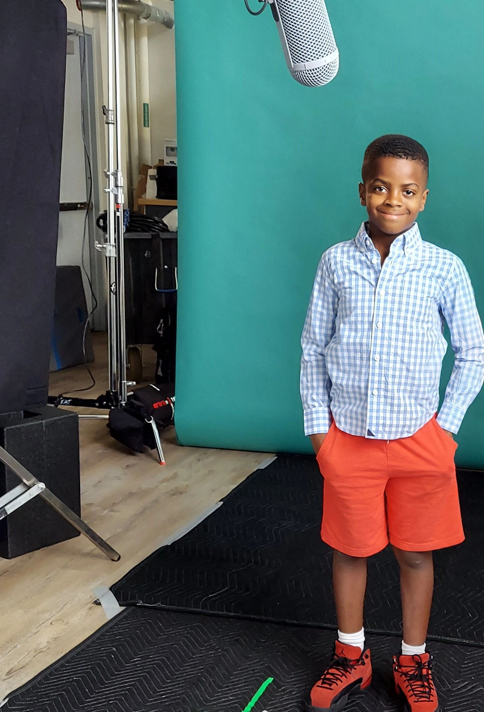 Young boy studio portrait
